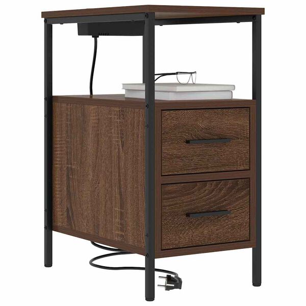 vidaXL Bedside Cabinet 2 pcs Brown Oak 11.81 x 18.90 x 24.02 in