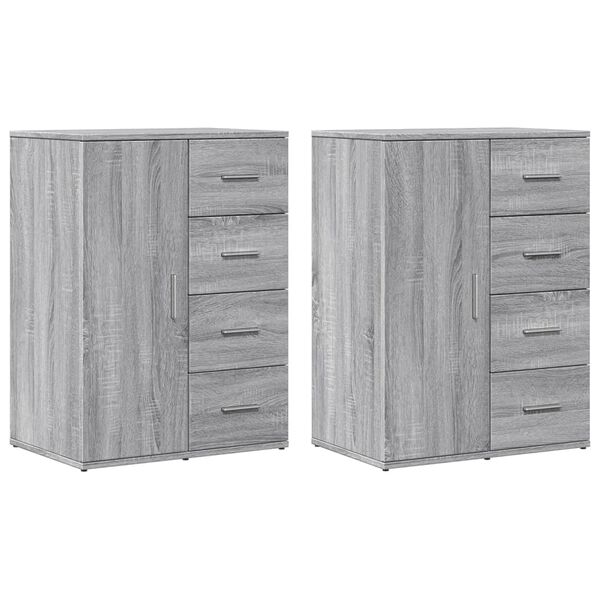 vidaXL Sideboards 2 pcs Gray Sonoma 23.2"x15.4"x31.5" Engineered Wood