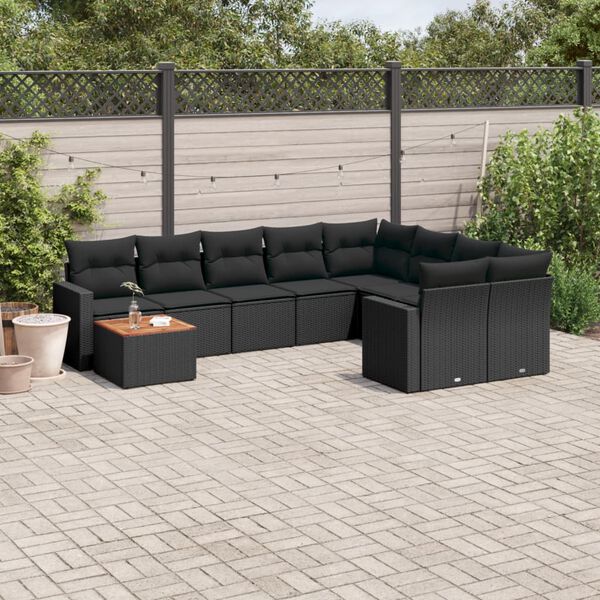 vidaXL Garden Sofa Set Black
