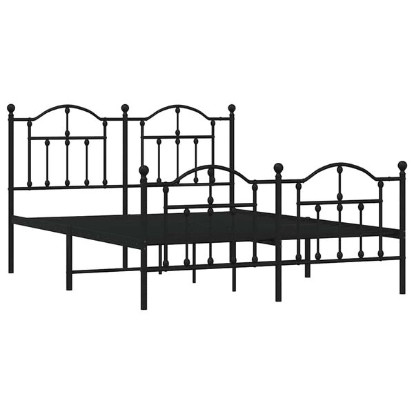 vidaXL Bed Frame Black Powder-Coated Steel King Bed Frame Rectangular