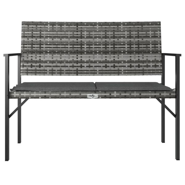 vidaXL Garden Bench Grey PE Rattan 2-Seater Durable Garden Bench