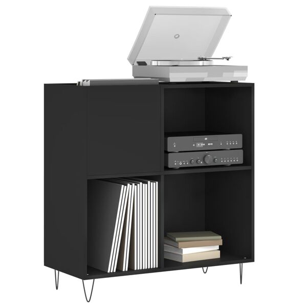vidaXL Record Cabinet Black Engineered wood, Iron 33.3x15.0x35.0 in