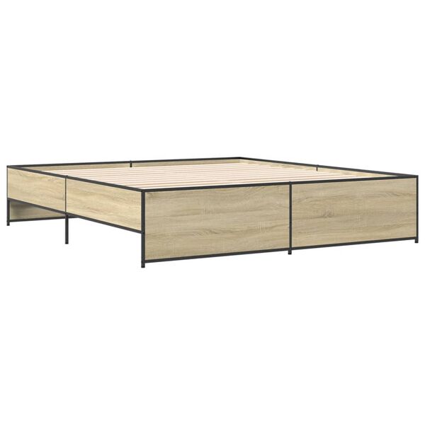 vidaXL Bed Frame Sonoma oak Engineered wood Double Durable Bed Frame
