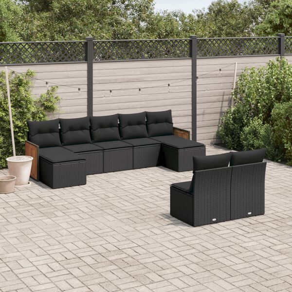 vidaXL Garden Sofa Set Black