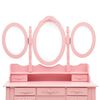 vidaXL Dressing Table with Stool and Tri-Fold Mirror Pink