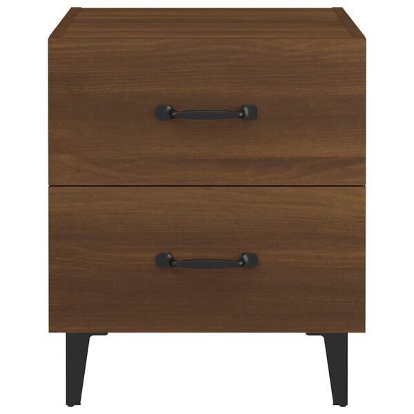vidaXL Bedside Cabinet Set of 2 Brown Oak Engineered wood, Metal Compact