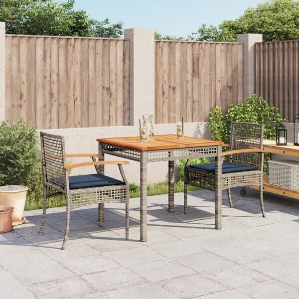 vidaXL Patio Dining Set Set of 4 Gray PE rattan 5 Piece Set