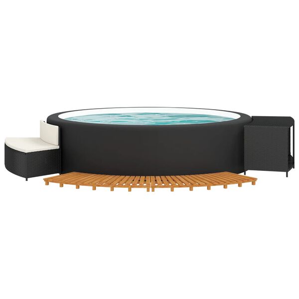 vidaXL Hot Tub Surround Black PE rattan Large Black Hot Tub Surround