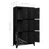 vidaXL Locker Cabinet Black Steel Locker Cabinet Rectangular Modern