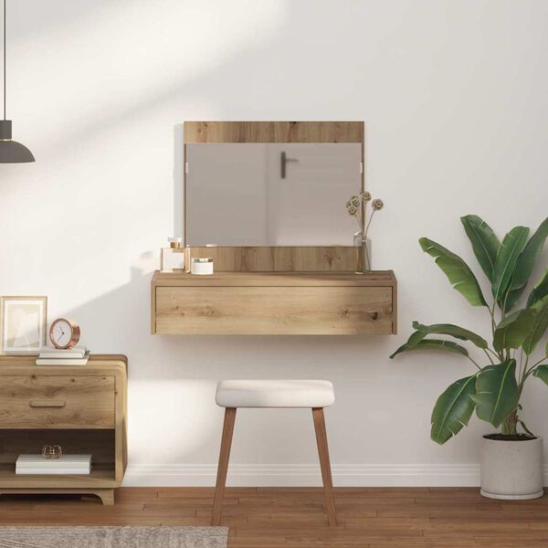 vidaXL Dressing Table Brown 32.68 x 15.75 x 27.56 in Engineered Wood