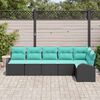 vidaXL Garden Sofa Set 6 pcs Black Poly Rattan