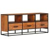 vidaXL TV Cabinet Honey Brown, Black Solid Acacia Wood, Powder-Coated Iron