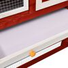 vidaXL Rabbit Hutch Red and White Solid firwood, plywood, steel wire Large