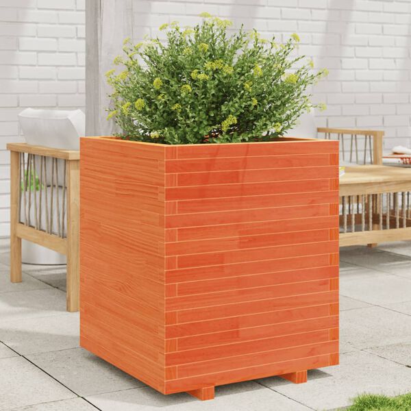 vidaXL Garden Planter Wax brown Solid pine wood 23.6x23.6x28.5 in