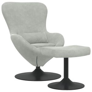 vidaXL Egg Chair with Footstool Light Grey 24.80 x 28.74 x 35.43 in