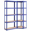 vidaXL 5-Layer Shelves 2 pcs Blue Steel&Engineered Wood