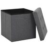 vidaXL Storage Stool Set of 2 Dark Grey Faux linen, MDF, foam Medium