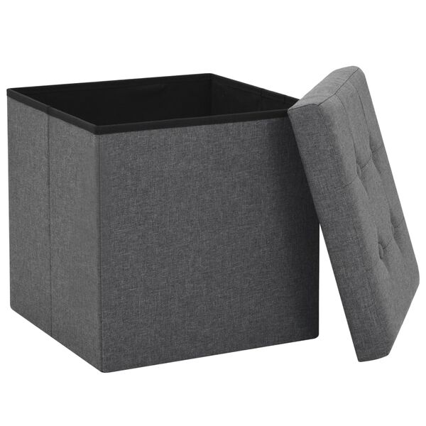 vidaXL Storage Stool Set of 2 Dark Grey Faux linen, MDF, foam Medium