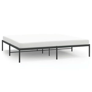 vidaXL Bed Frame Black Powder-Coated Steel King Bed Frame Rectangular