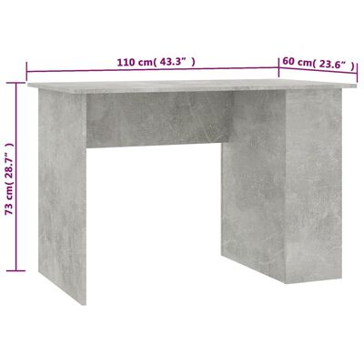 vidaXL Desk Concrete Gray 43.3"x23.6"x28.7" Engineered Wood