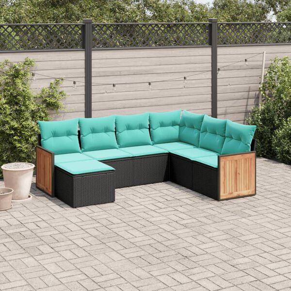 vidaXL Patio Sofa Set Black, Blue