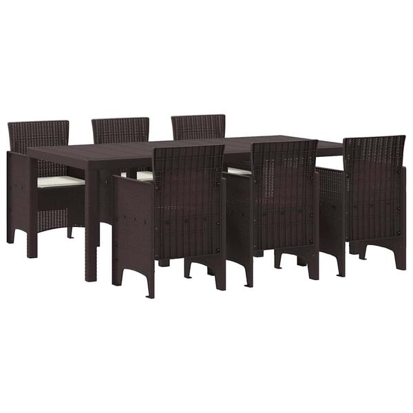 vidaXL Garden Dining Set 7 pcs Brown Polt rattan