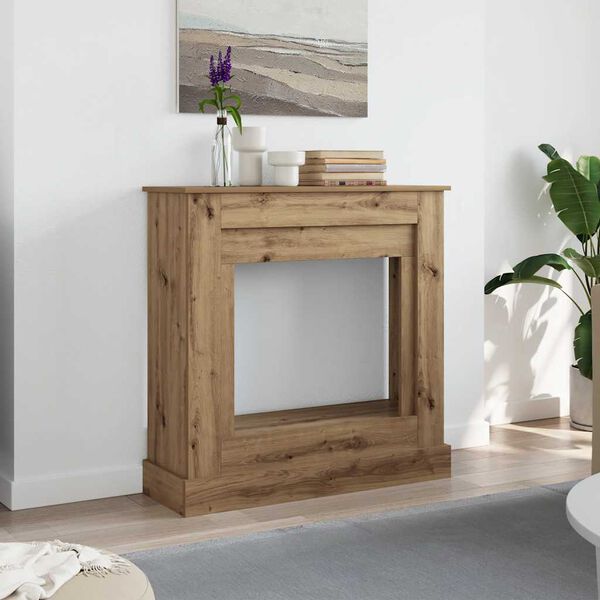 vidaXL Fireplace Surround Artisan Oak 35.4x11.8x35.4" Engineered Wood