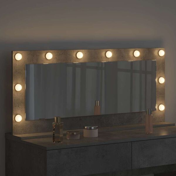 vidaXL Vanity Mirror with Mirror Concrete Grey 39.37 x 17.72 x 7.09 in