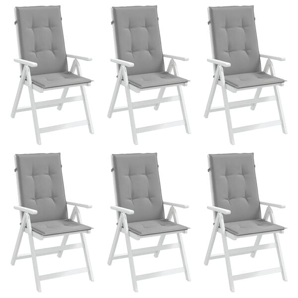 vidaXL Highback Chair Cushion Set of 6 Grey Fabric (100% polyester)