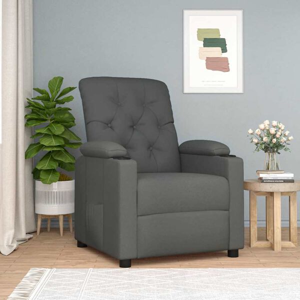 vidaXL Recliner Chair Dark Grey Fabric (100% polyester), metal, wood