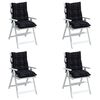 vidaXL Lowback Chair Cushion Set of 4 Black check pattern