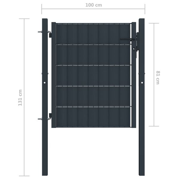 vidaXL Fence Gate PVC and Steel 39.4x31.9" Anthracite