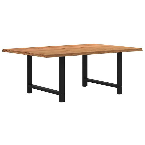 vidaXL Dining Table Light Brown Solid Oak Wood, Powder-Coated Steel Large