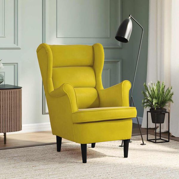 vidaXL Armchair Mustard Yellow Velvet (100% polyester), plywood Standard