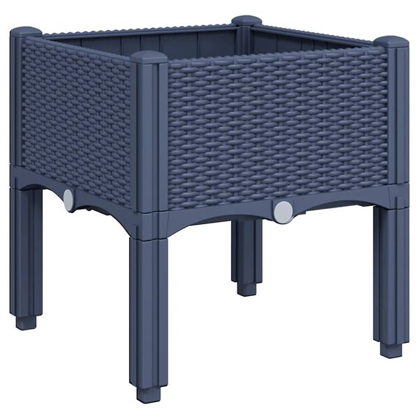 vidaXL Garden Planter Blue Grey Polypropylene 15.7 x 15.7 x 16.5 in
