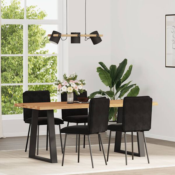 vidaXL Dining Chair Set of 4 Black Velvet (100% polyester), plywood, metal