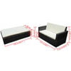 vidaXL Garden Sofa Set Black Sofa with Cream Cushions