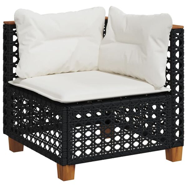 vidaXL Garden Sofa Set Black, Cream White PE rattan Large Modular