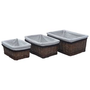 vidaXL Nesting Basket Set Brown Willow Small, Medium, Large Stackable