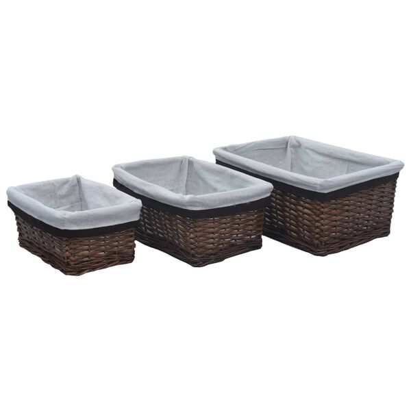 vidaXL Nesting Basket Set Brown Willow Small, Medium, Large Stackable