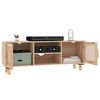 vidaXL TV Cabinet Brown 41.3x11.8x15.7" Solid Wood Pine&Natural Rattan
