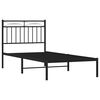vidaXL Bed Frame Black Powder-Coated Steel Twin Bed Frame Rectangular