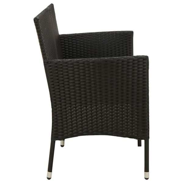 vidaXL Garden Sofa Black PE rattan 3-seater Water-resistant materials
