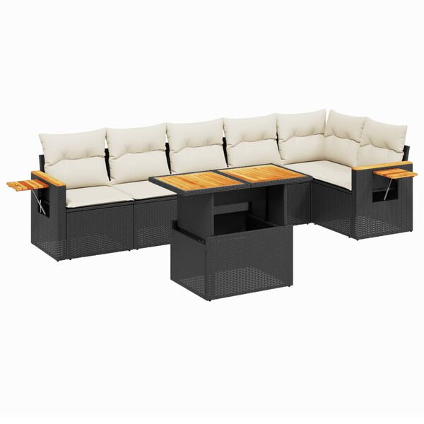 vidaXL Garden Sofa Set Black and Cream White