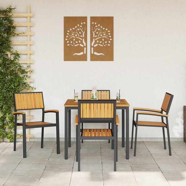 vidaXL Garden Dining Set 5 pcs Black and brown