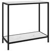 vidaXL Console Table White and Black Tempered Glass 31.5x13.8x29.5 in