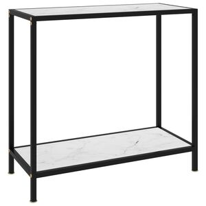 vidaXL Console Table White and Black Tempered Glass 31.5x13.8x29.5 in