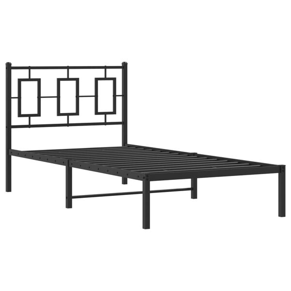 vidaXL Bed Frame Black Powder-Coated Steel Single Bed Frame