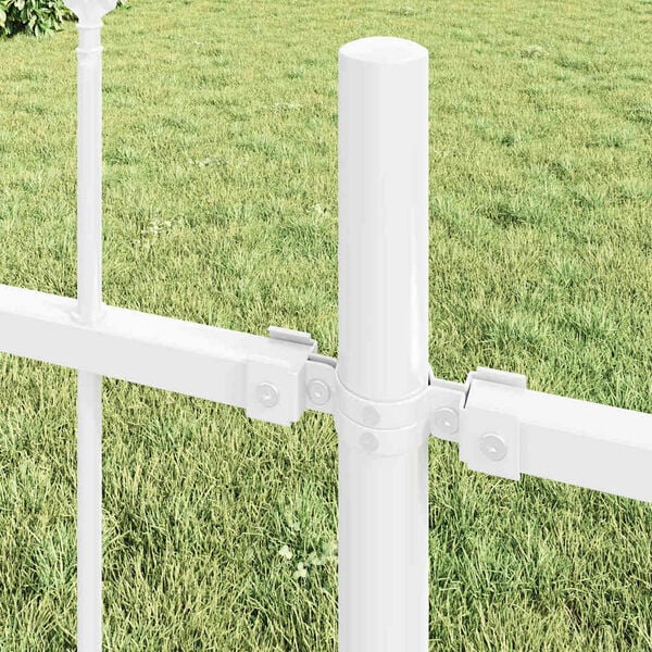 vidaXL Garden Fence 5 pcs White 27.89 x 3.94 ft Powder-coated Steel