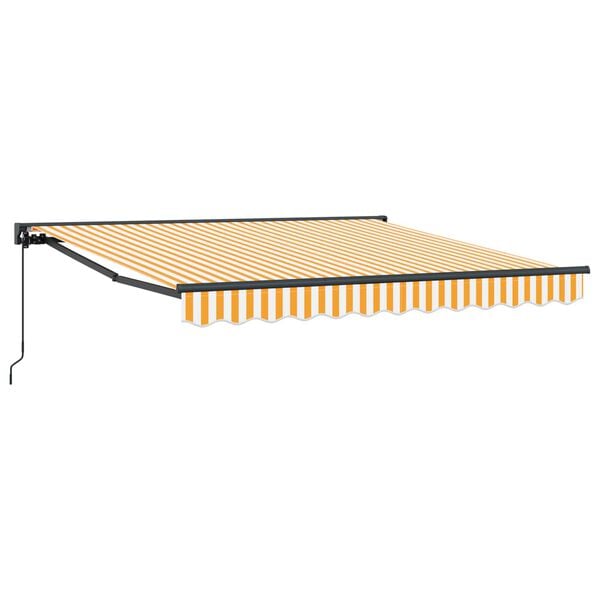 vidaXL Retractable Awning Manual Yellow and White 137.80 x 98.43 in